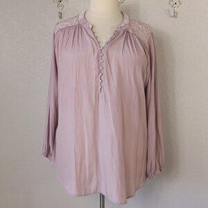 Democracy 3x Tunic Blouse Light Purple Mauve Long Sleeve